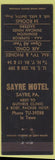 Matchbook Cover - Sayre Motel PA