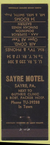 Matchbook Cover - Sayre Motel PA