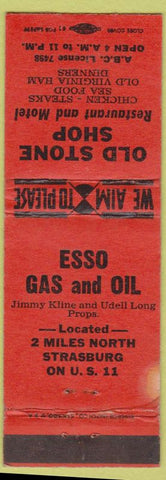 Matchbook Cover - Old Stone Shop Restaurant Strasburg PA? Esso oil gas WEAR