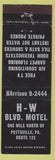 Matchbook Cover - HW Blvd Motel Pottsville PA