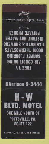 Matchbook Cover - HW Blvd Motel Pottsville PA