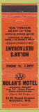 Matchbook Cover - Nolan's Motel Wausau WI WORN