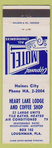 Matchbook Cover - Heart Lake Lodge Coffee Shop Loughman FL