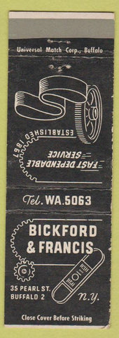 Matchbook Cover - Bickford and Francis Bearings Belts Chains Buffalo NY