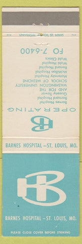 Matchbook Cover - Barnes Hospital ST Louis MO