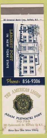 Matchbook Cover - American Legion Adam Plewacki Post Buffalo NY STAINED
