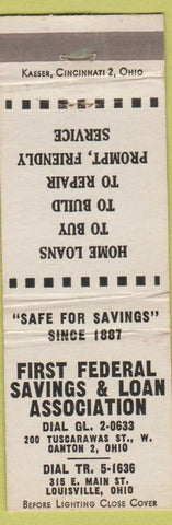 Matchbook Cover - First Federal Savings Loan Louisville OH white