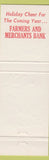 Matchbook Cover - Farmers and Merchants Bank NO TOWN Christmas
