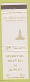 Matchbook Cover - Memorial Hospital Glendale CA WEAr
