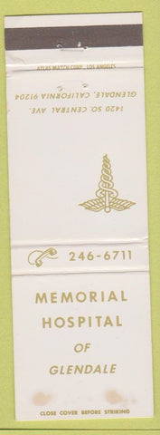 Matchbook Cover - Memorial Hospital Glendale CA WEAr