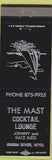 Matchbook Cover - Mast Cocktail Lounge Green River WY