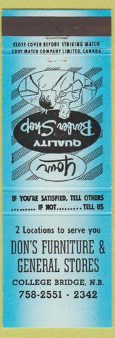 Matchbook Cover - Don's Furniture College Bridge NB
