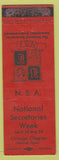 Matchbook Cover - National Secretaries Week Orange TX WORN