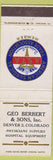 Matchbook Cover - Geo Berbert Sons Denver Colorado Hospital Supply