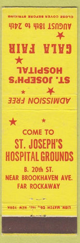 Matchbook Cover - Gala Fair St Josephs Hospital  New York City