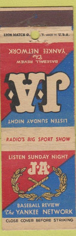 Matchbook Cover - JA Radio Yankee Baseball Review