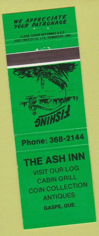 Matchbook Cover - Ash Inn Gaspe QC green
