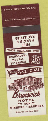 Matchbook Cover - Brunswick Hotel Winnipeg MB SAMPLE