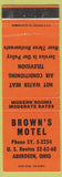 Matchbook Cover - Brown's Motel Aberdeen OH