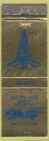 Matchbook Cover - Mount Helix General Hospital La Mesa CA