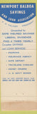 Matchbook Cover - Newport Balboa Savings Newport Beach CA 1961