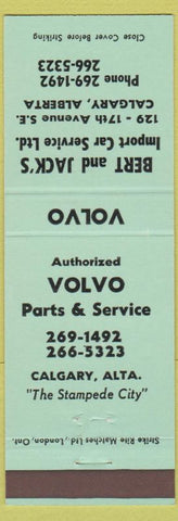 Matchbook Cover - Bert and Jack's Imports Volvo parts service Calgary AB pink