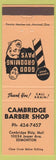 Matchbook Cover - Cambridge Barber Shop Edmonton AB orange