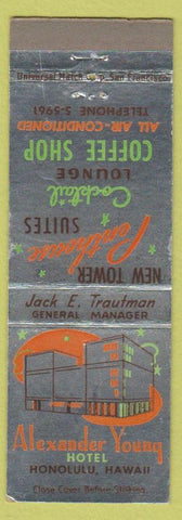 Matchbook Cover - Alexander Young Hotel Honolulu Hawaii silver #4
