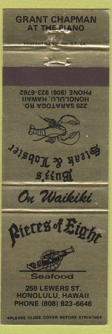 Matchbook Cover - Pieces of Eights Seafood Restaurant Honolulu Hawaii