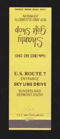 Matchbook Cover - Shanty Gift Shop Sunderland VT