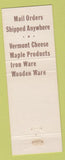 Matchbook Cover - Shanty Gift Shop Sunderland VT