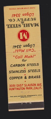 Matchbook Cover - Mahl Steel Supply Huntington Park CA