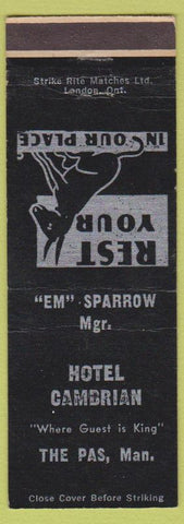 Matchbook Cover - Hotel Cambrian The Pas MB black