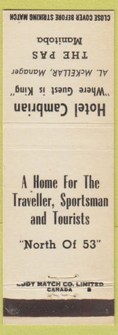 Matchbook Cover - Hotel Cambrian The Pas MB white