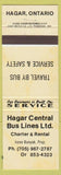 Matchbook Cover - Hager Central Bus Lines Hagar ON