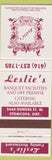 Matchbook Cover - Leslie's Restaurant Etobicoke ON