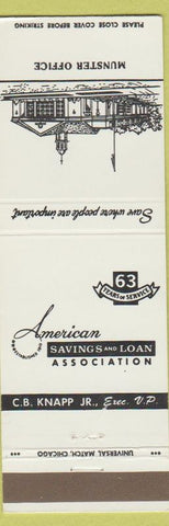 Matchbook Cover - American Savings Loan Munster IN Hammond