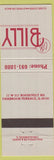Matchbook Cover - Cafe Billy Oakbrook Terrace IL