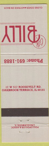 Matchbook Cover - Cafe Billy Oakbrook Terrace IL