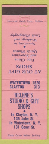 Matchbook Cover - Helene's Studio Gift Shop Clayton Watertown NY