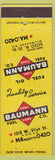 Matchbook Cover - Baumann oil fuel Coal Coke Milwaukee WI