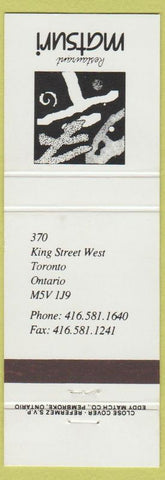 Matchbook Cover - Restaurant Matsuri Toronto ON