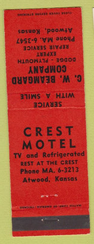 Matchbook Cover - CW Beamgard Dodge Plymouth Atwood KS Crest Motel
