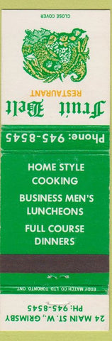 Matchbook Cover - Fruit Belt Restaurant Grimsby ON