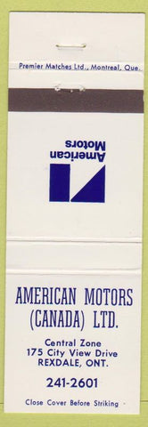 Matchbook Cover - American Motors Cars Rexdale ON