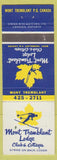 Matchbook Cover - West Tremblant Lodge Club Mount Tremblant QC