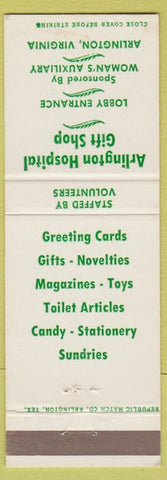 Matchbook Cover - Arlington Hospital Gift Shop Arlington VA