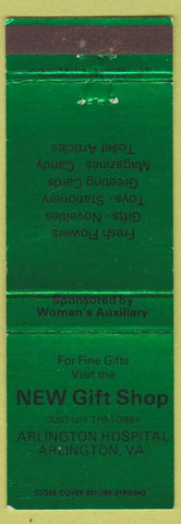 Matchbook Cover - New Gift Shop Arlington Hospital VA green