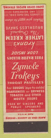 Matchbook Cover - Krank's Lather Kreem Shave Cream Zymole Throat Pastilles