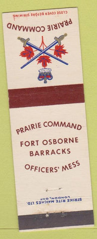Matchbook Cover - Prairie Command Fort Osborne Barracks Mess Canada
